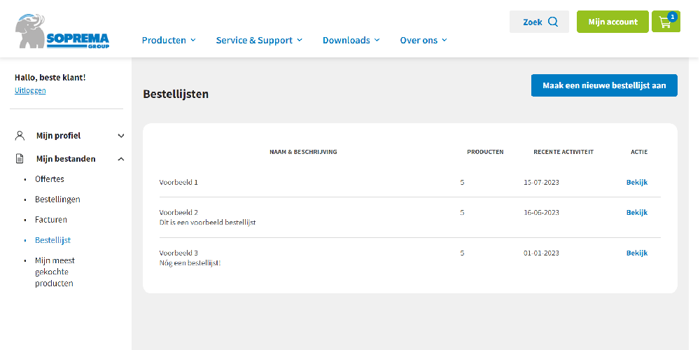 Handleiding MijnSoprema: bestellijsten beheren